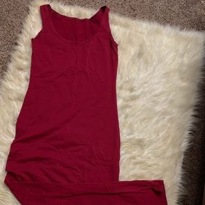 Floor length burgundy maxi dress